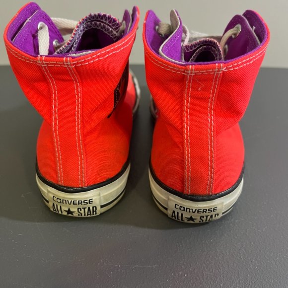CONVERSE Neon Pink Purple Double‎ Tongue High Top Sneakers (9) - Picture 7 of 10